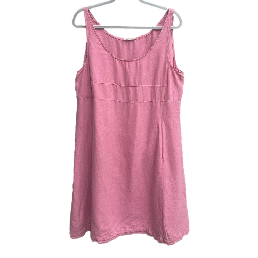 Eileen Fisher Women's Linen Scoop Neck Sleeveless Shift Dress Lagenlook SZ Large